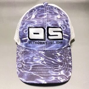 Lucky 7 USA St Thomas St John Water Print Trucker Hat Blue White Snapback Cap